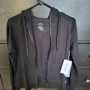 NWT Boody eco wear women's active weekend bamboo zip up hoodie in black size xs
